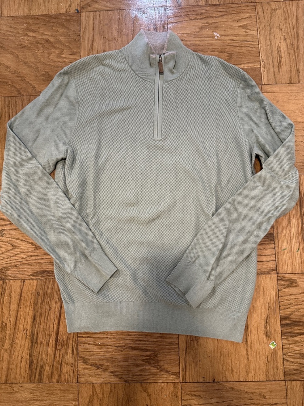 The Men's Store Sage Green Half-Zip Textured Sweater